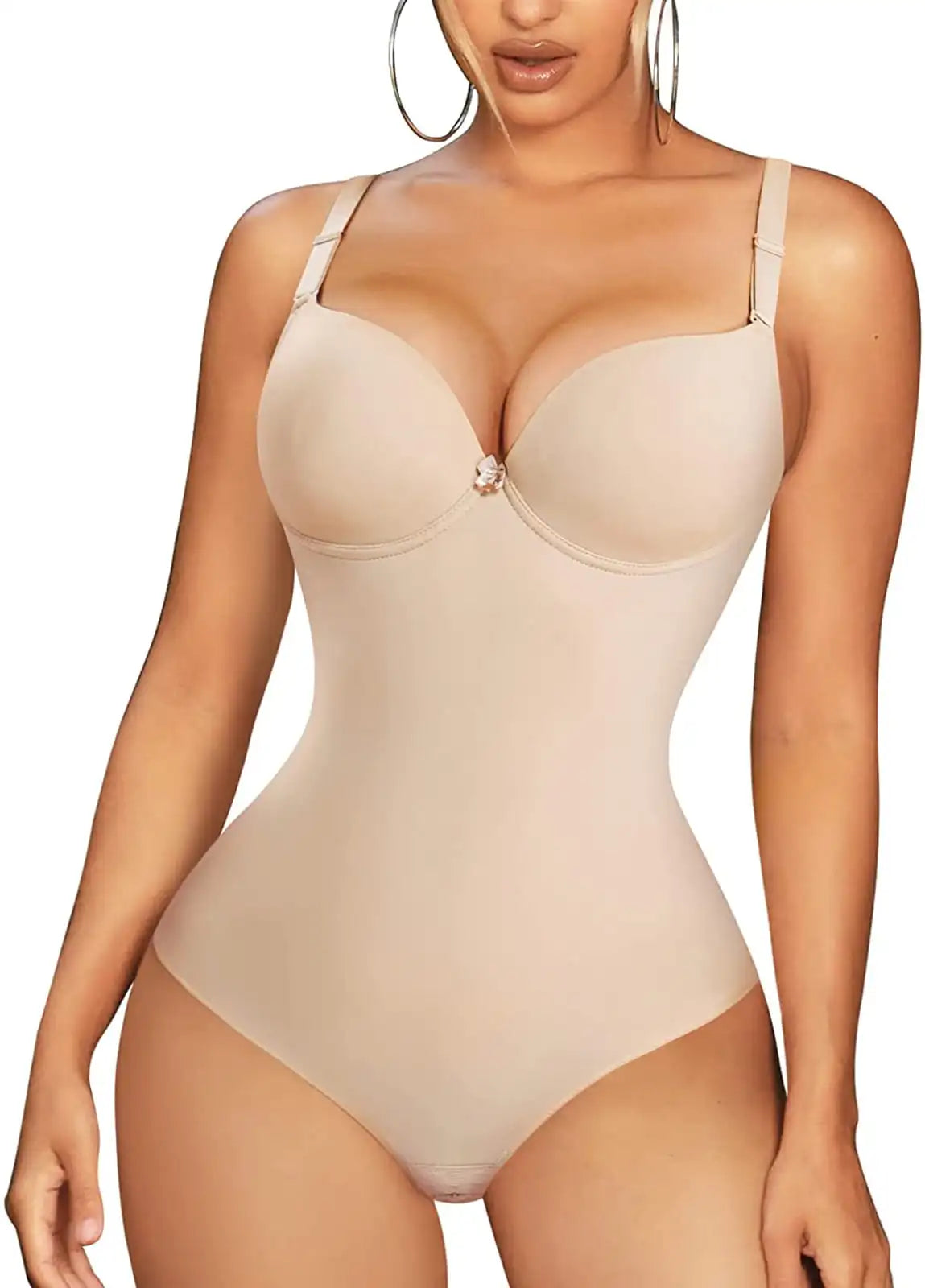 Shapewear Bodysuit for Women Slimming Body Shaper Waist Trainer Sexy V Neck Underwire Bra Jumpsuit Tummy Control Smooth Bodywear in