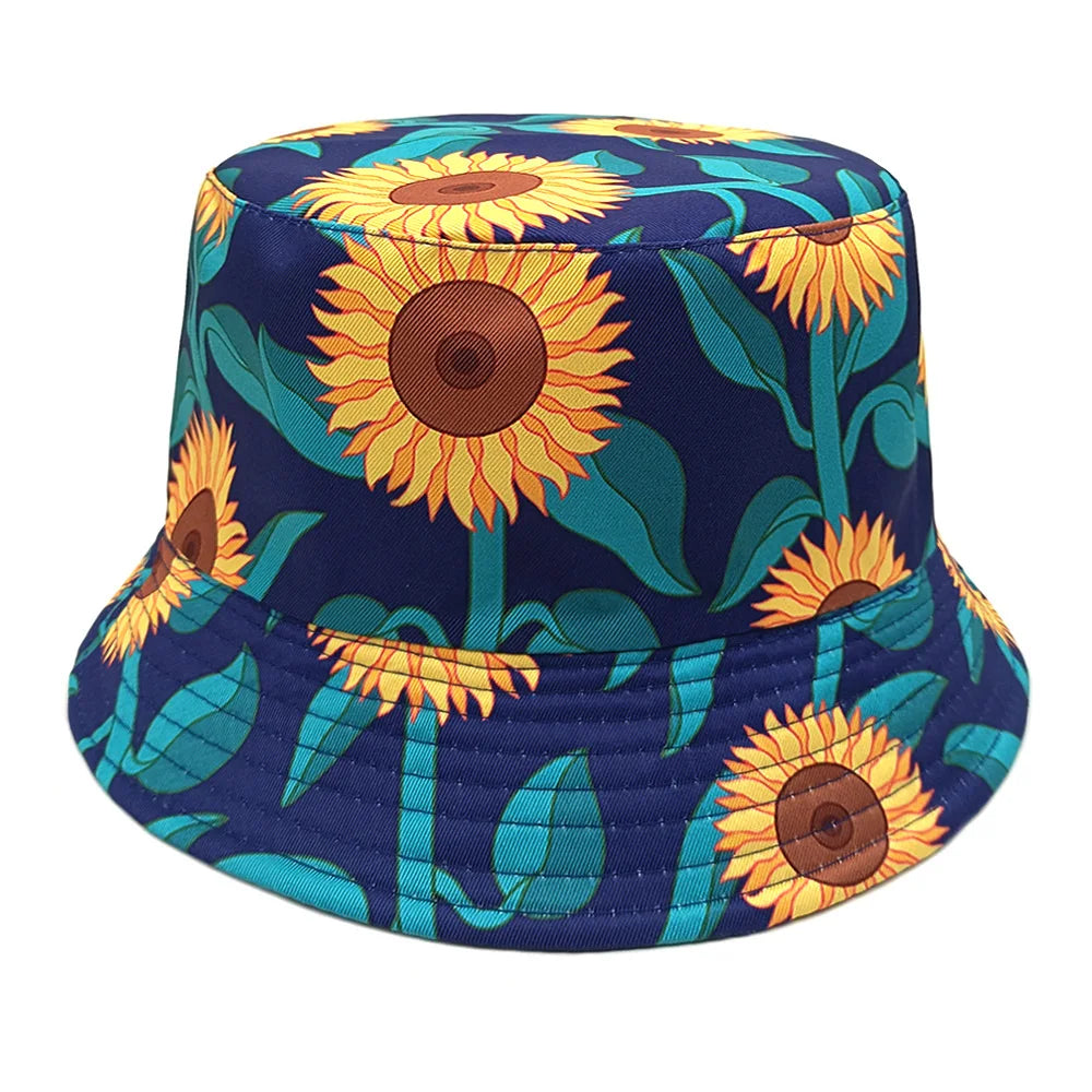 Cute Cartoon Plant Print Bucket Hats | Summer Sun Protection Caps by