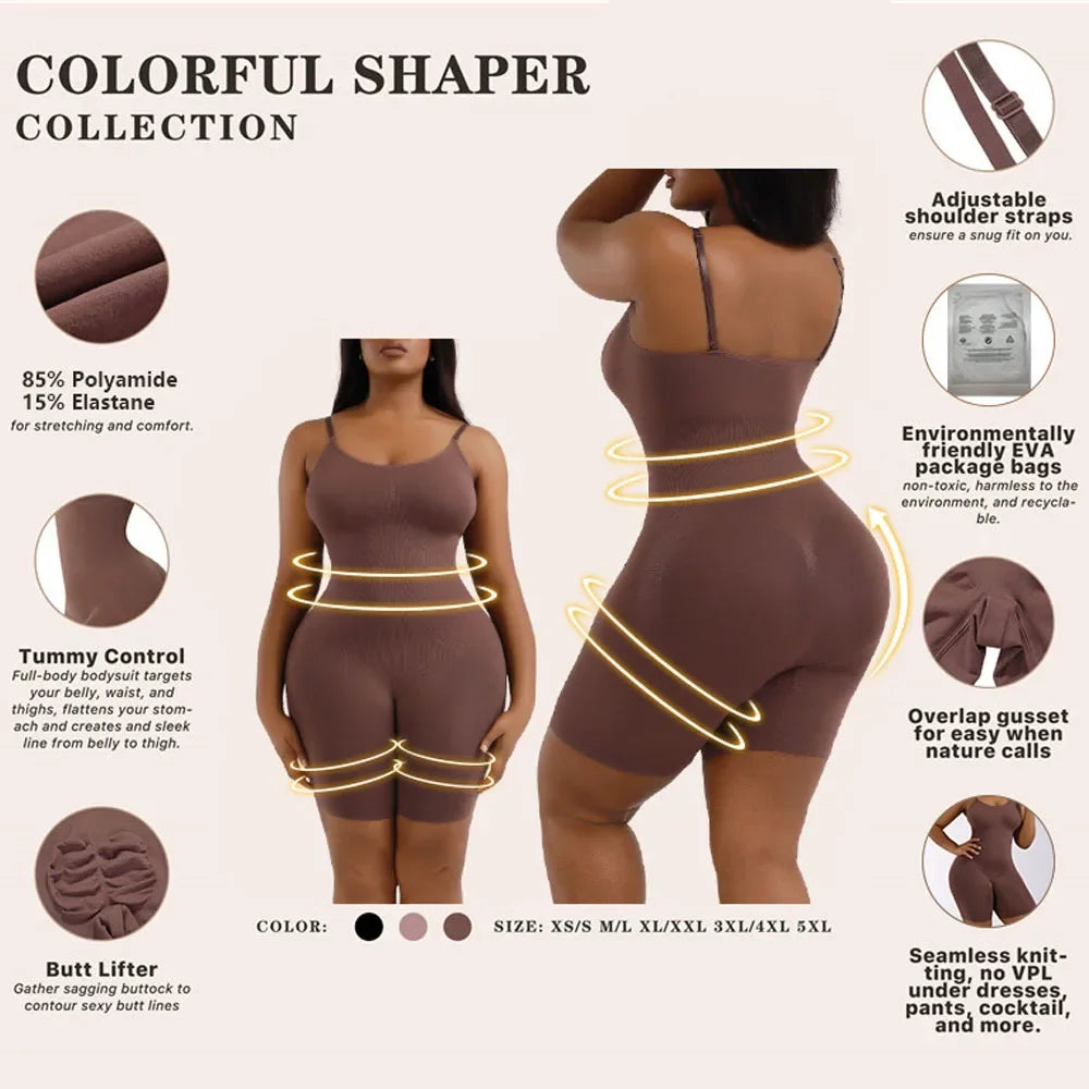 Women Full Body Shapewear Bodysuit for Belly Control Seamless Firm Waist Trainer Body Shaper jumpsuit