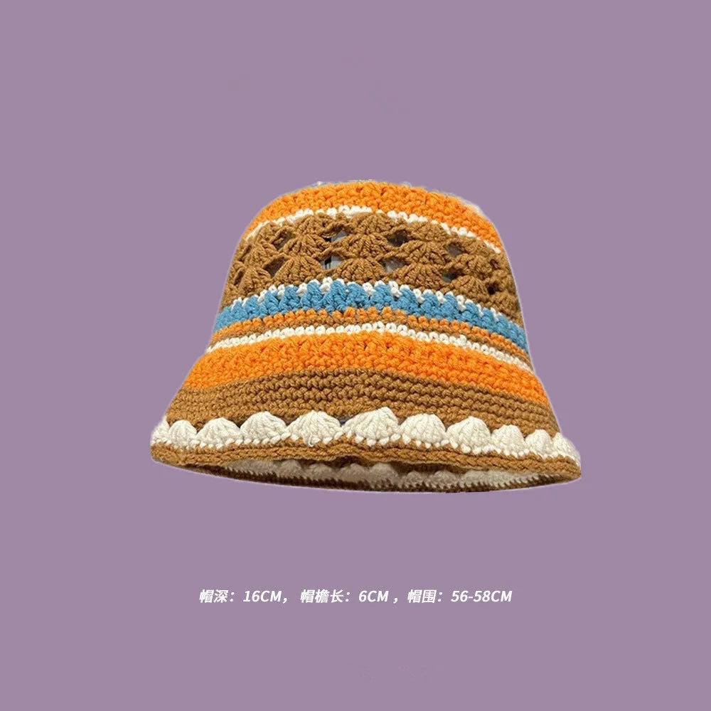 Crochet Bucket Hat - Korean Handmade Autumn Beanie