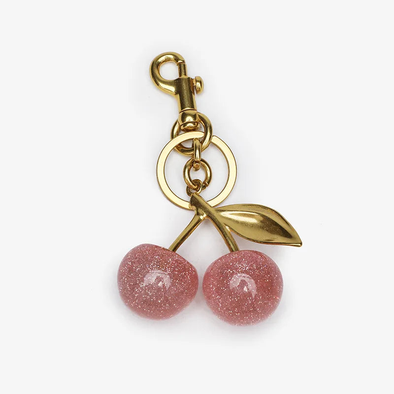 Fashion Delicious Red Cherry Keychain Summer Fruits Cherries Pendant Keyring For Women Men Jewelry Bag Accessories Gift