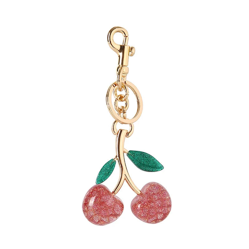 Fashion Delicious Red Cherry Keychain Summer Fruits Cherries Pendant Keyring For Women Men Jewelry Bag Accessories Gift