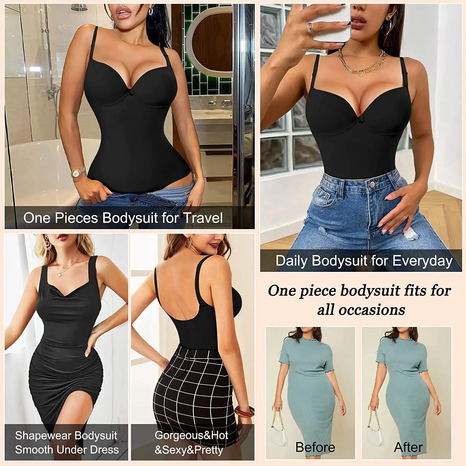 Shapewear Bodysuit for Women Slimming Body Shaper Waist Trainer Sexy V Neck Underwire Bra Jumpsuit Tummy Control Smooth Bodywear in