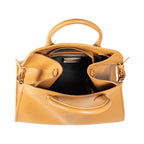 RB1032CQ | Women's Hand Bag FRIDA in Genuine Leather Made in Italy. Shiny Gold metal hardware - Color Leather - Dimensions: cm 43 x 29 x 24 + 12 (Light handles)