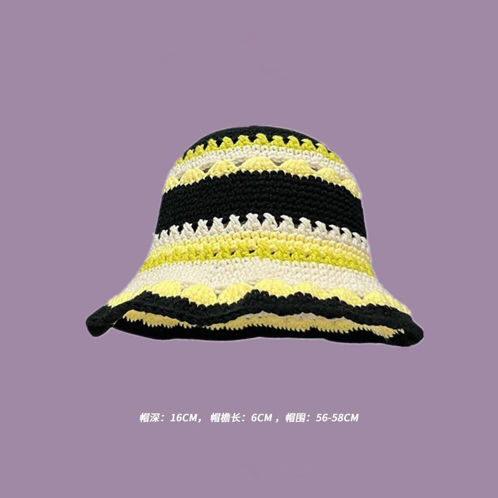 Crochet Bucket Hat - Korean Handmade Autumn Beanie