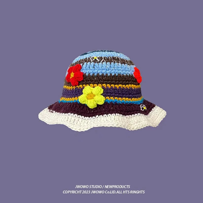 Crochet Bucket Hat - Korean Handmade Autumn Beanie