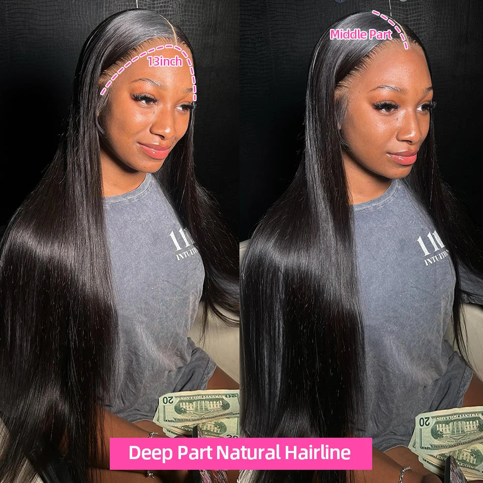 100% Human Hair Brazilian Bone Straight 30 40 Inch 13x6 13x4 HD Lace Frontal Wigs 5x5 Glueless Wig Transparent Lace Front Wigs