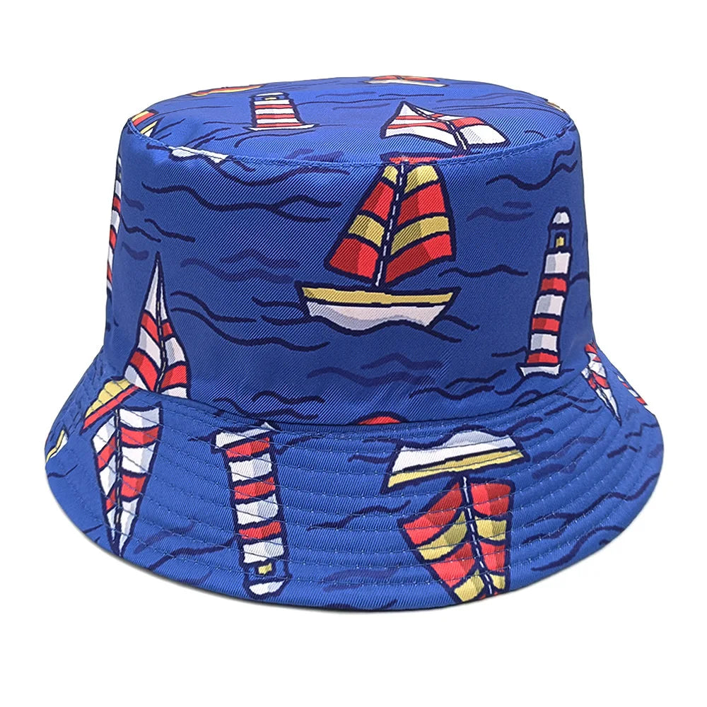 Cute Cartoon Plant Print Bucket Hats | Summer Sun Protection Caps