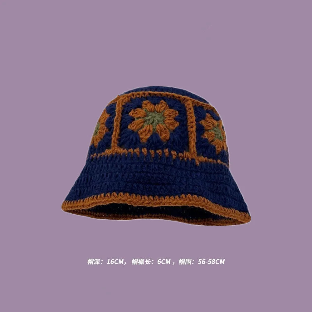 Crochet Bucket Hat - Korean Handmade Autumn Beanie