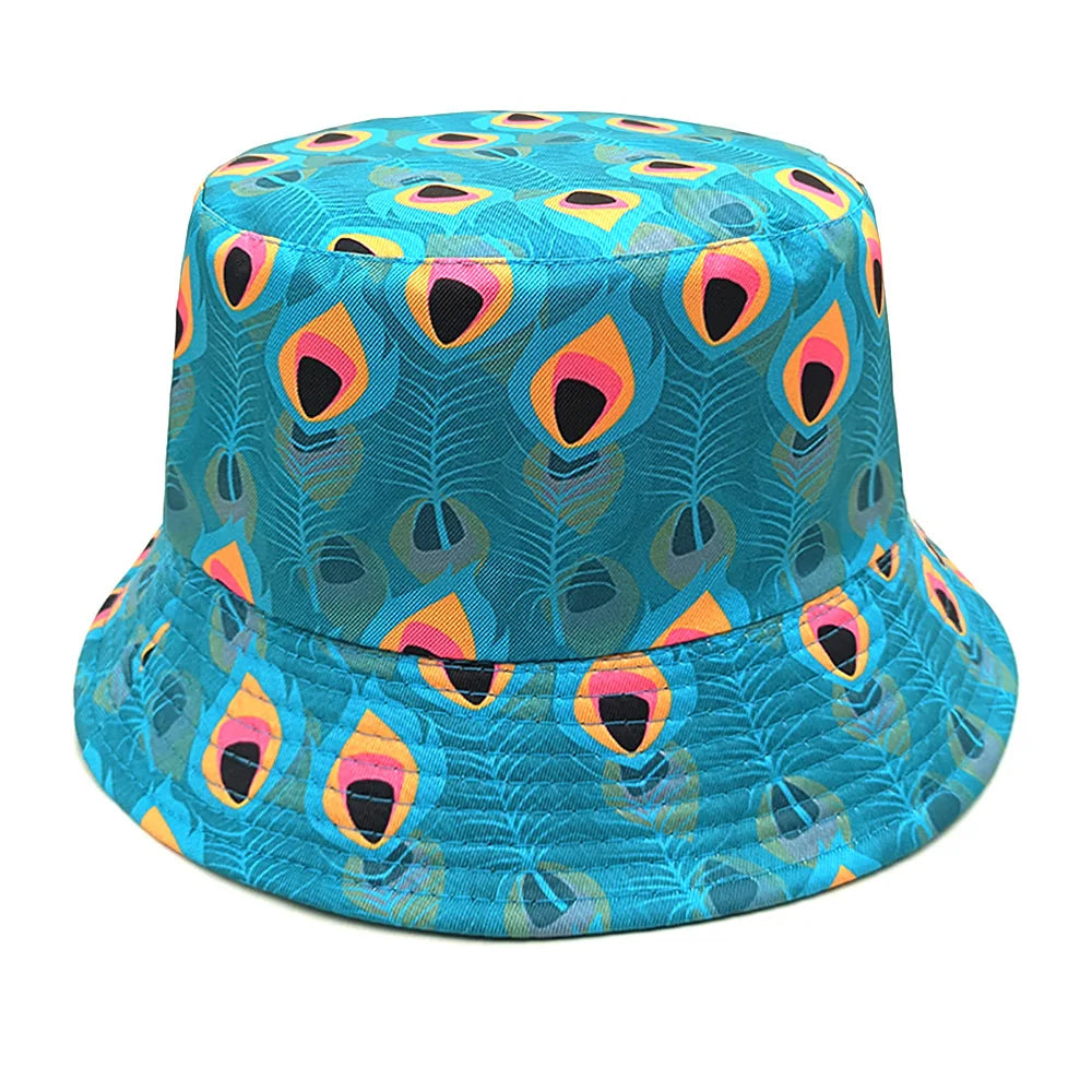 Cute Cartoon Plant Print Bucket Hats | Summer Sun Protection Caps