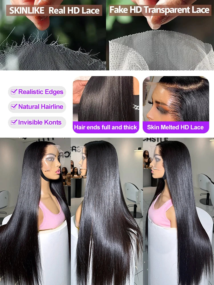 100% Human Hair Brazilian Bone Straight 30 40 Inch 13x6 13x4 HD Lace Frontal Wigs 5x5 Glueless Wig Transparent Lace Front Wigs