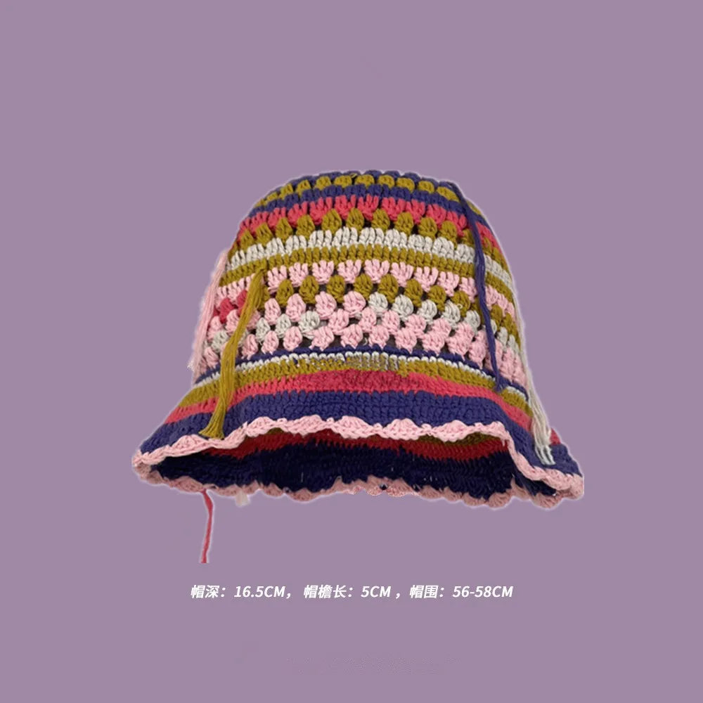 Crochet Bucket Hat - Korean Handmade Autumn Beanie