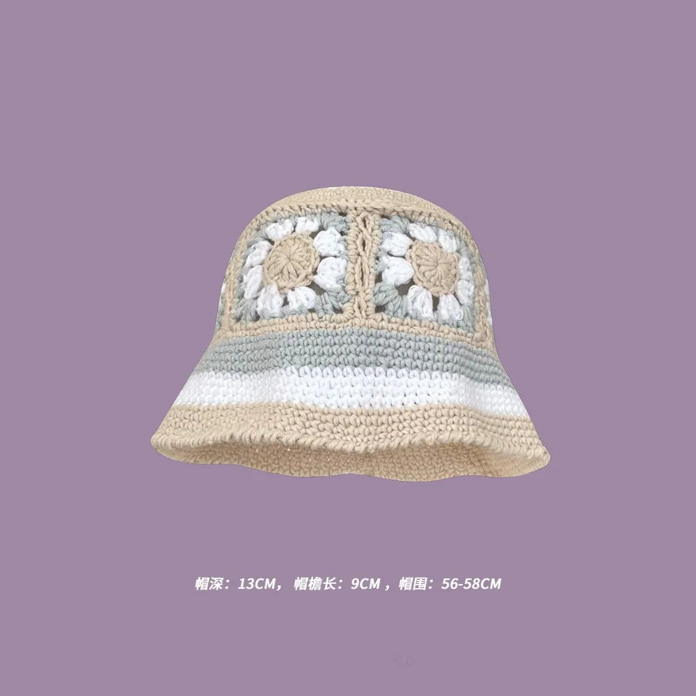 Crochet Bucket Hat - Korean Handmade Autumn Beanie