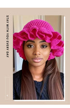 Colorful Crochet Ruffle Bucket Hat - Women's Warm Stretch Knit Beanie