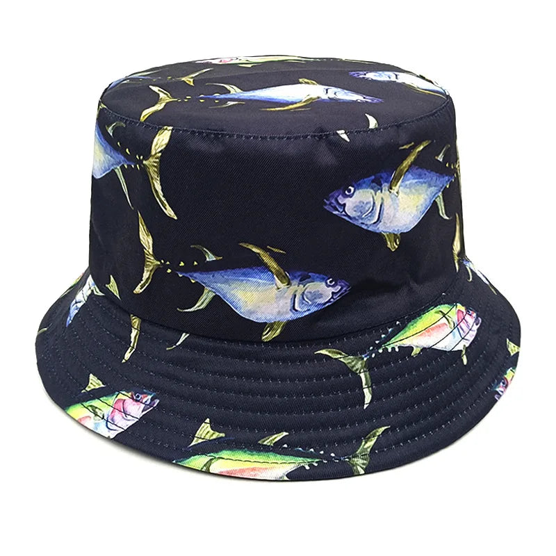 Cute Cartoon Plant Print Bucket Hats | Summer Sun Protection Caps