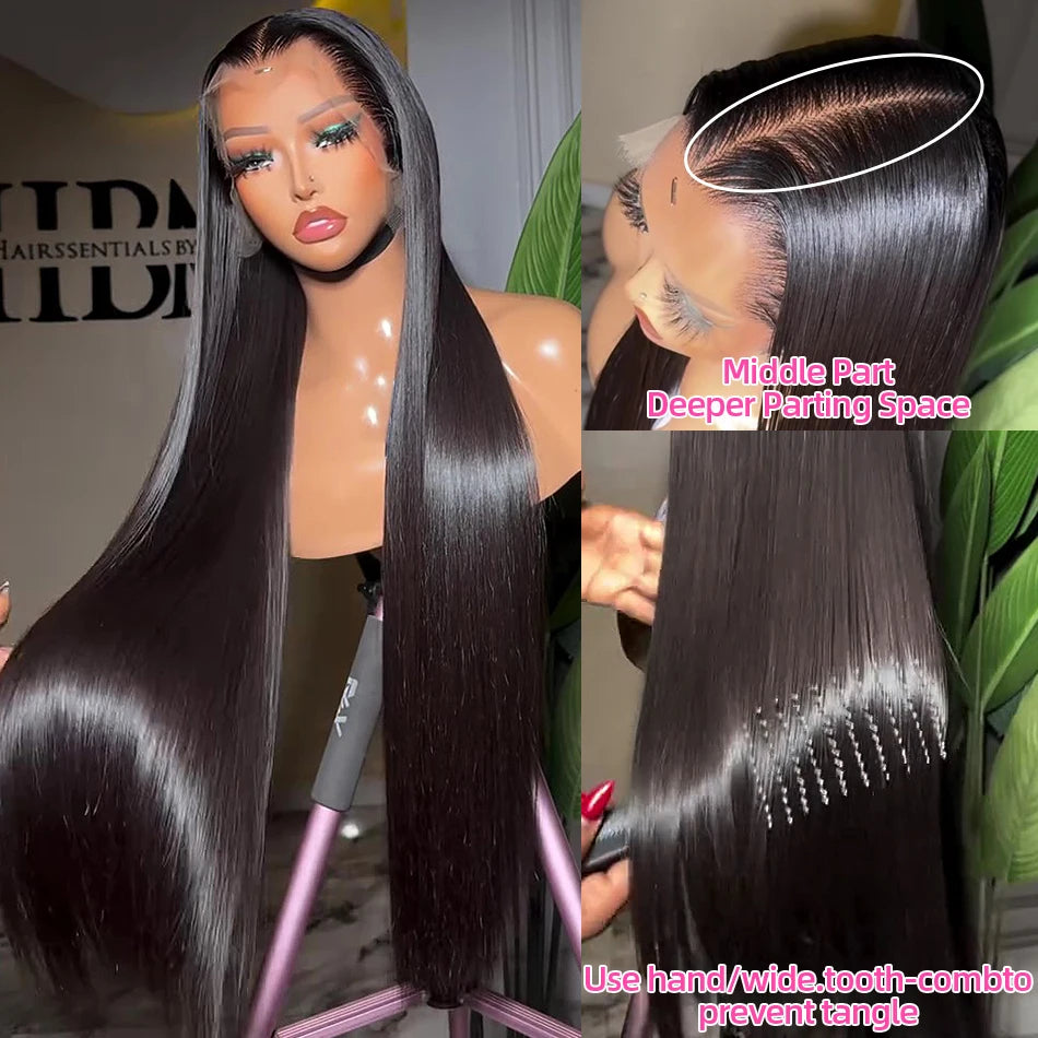 100% Human Hair Brazilian Bone Straight 30 40 Inch 13x6 13x4 HD Lace Frontal Wigs 5x5 Glueless Wig Transparent Lace Front Wigs