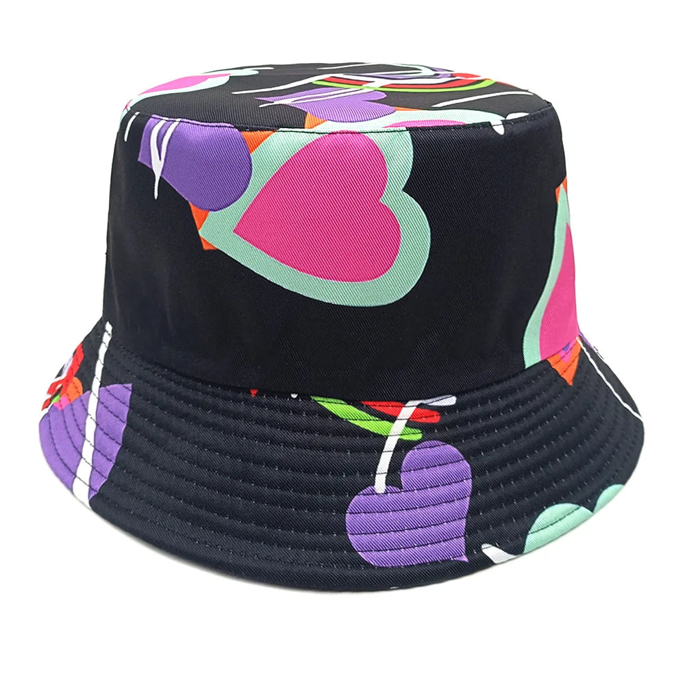 Cute Cartoon Plant Print Bucket Hats | Summer Sun Protection Caps