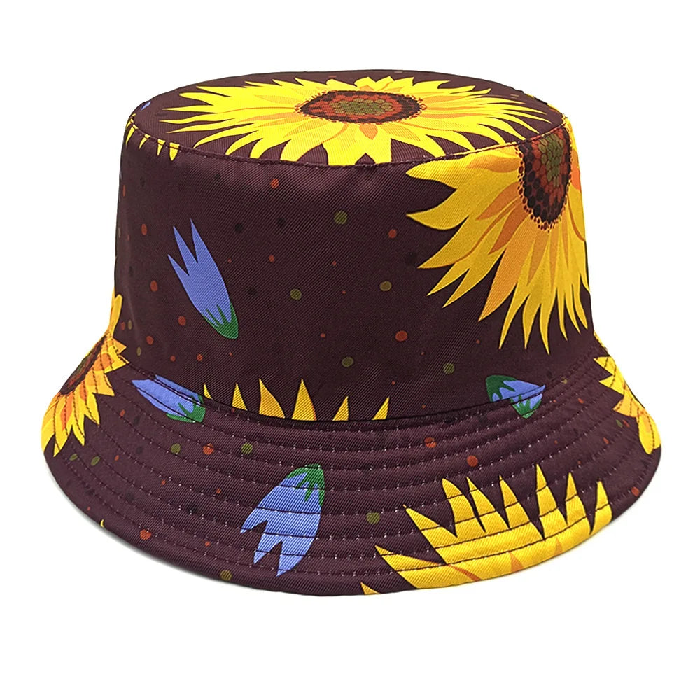 Cute Cartoon Plant Print Bucket Hats | Summer Sun Protection Caps