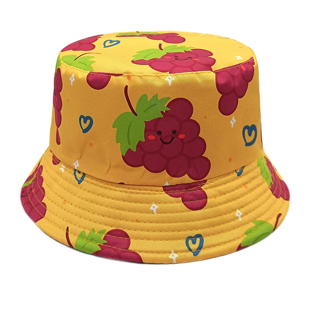 Cute Cartoon Plant Print Bucket Hats | Summer Sun Protection Caps