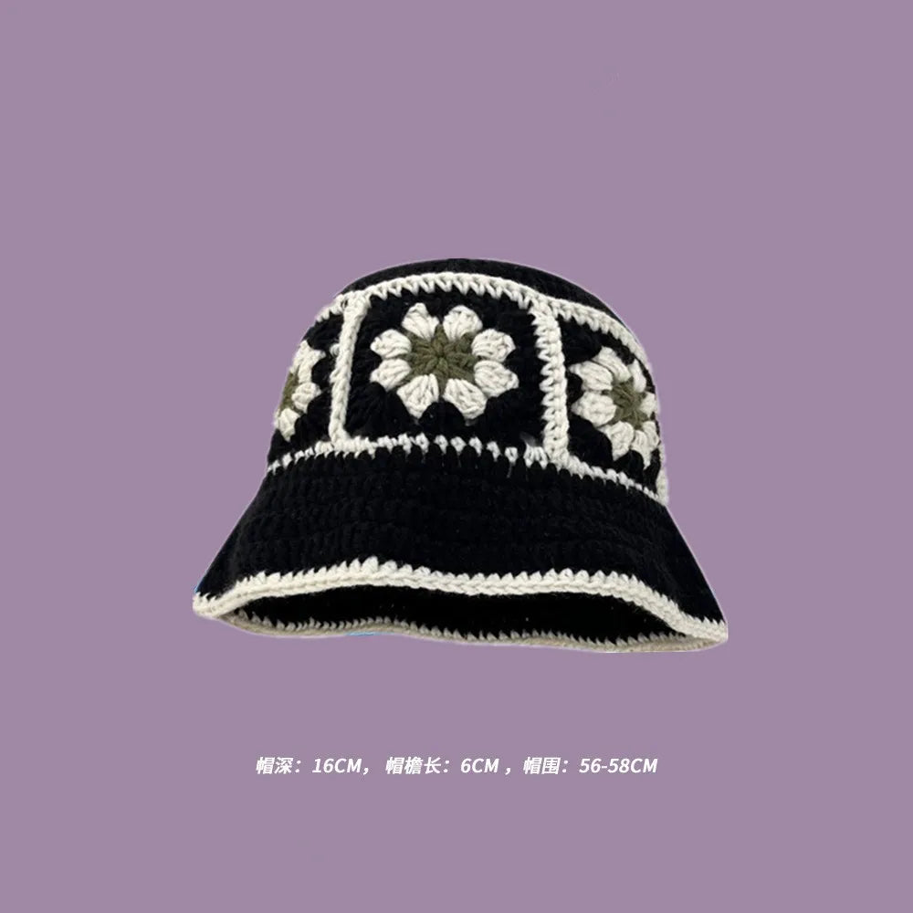 Crochet Bucket Hat - Korean Handmade Autumn Beanie