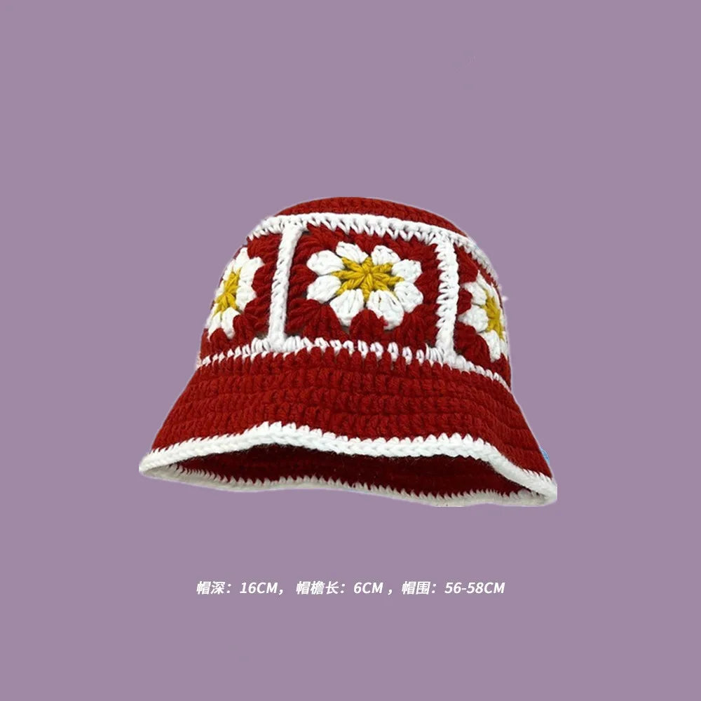 Crochet Bucket Hat - Korean Handmade Autumn Beanie