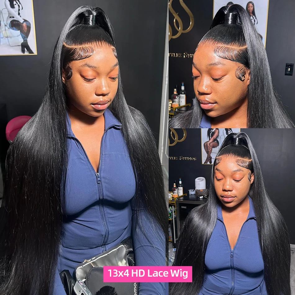 100% Human Hair Brazilian Bone Straight 30 40 Inch 13x6 13x4 HD Lace Frontal Wigs 5x5 Glueless Wig Transparent Lace Front Wigs