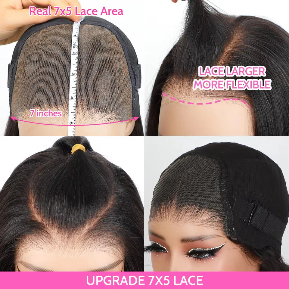 ISEE Hair Glueless Wigs Human Hair Ready To Wear Straight Glueless Preplucked Wear And Go Wigs 7x5HD Lace Front Wigs PreCut Lace