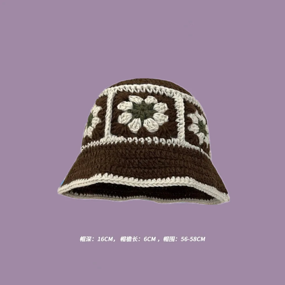 Crochet Bucket Hat - Korean Handmade Autumn Beanie