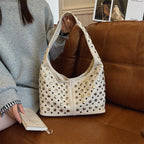 New high-end Leather Rivet Bucket Bag Fashion Personality Trendy Cool Polka Dot Rivet Casual Luxury Brand Underarm Bag Handbag
