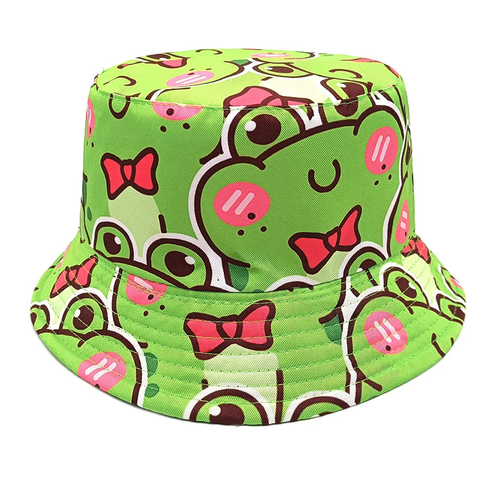 Cute Cartoon Plant Print Bucket Hats | Summer Sun Protection Caps