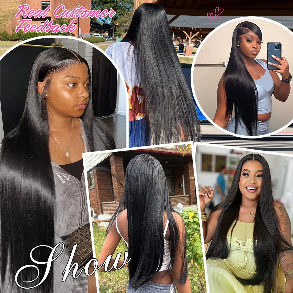 100% Human Hair Brazilian Bone Straight 30 40 Inch 13x6 13x4 HD Lace Frontal Wigs 5x5 Glueless Wig Transparent Lace Front Wigs
