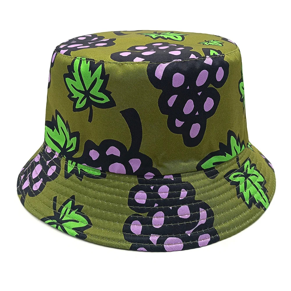 Cute Cartoon Plant Print Bucket Hats | Summer Sun Protection Caps