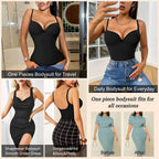Shapewear Bodysuit for Women Slimming Body Shaper Waist Trainer Sexy V Neck Underwire Bra Jumpsuit Tummy Control Smooth Bodywear in
