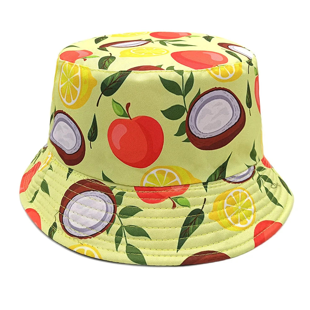 Cute Cartoon Plant Print Bucket Hats | Summer Sun Protection Caps