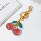Fashion Delicious Red Cherry Keychain Summer Fruits Cherries Pendant Keyring For Women Men Jewelry Bag Accessories Gift