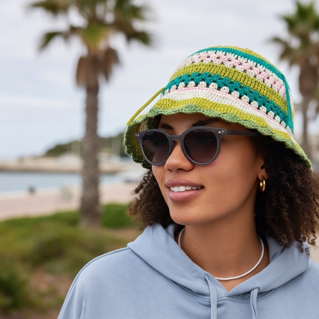 Crochet Bucket Hat - Korean Handmade Autumn Beanie