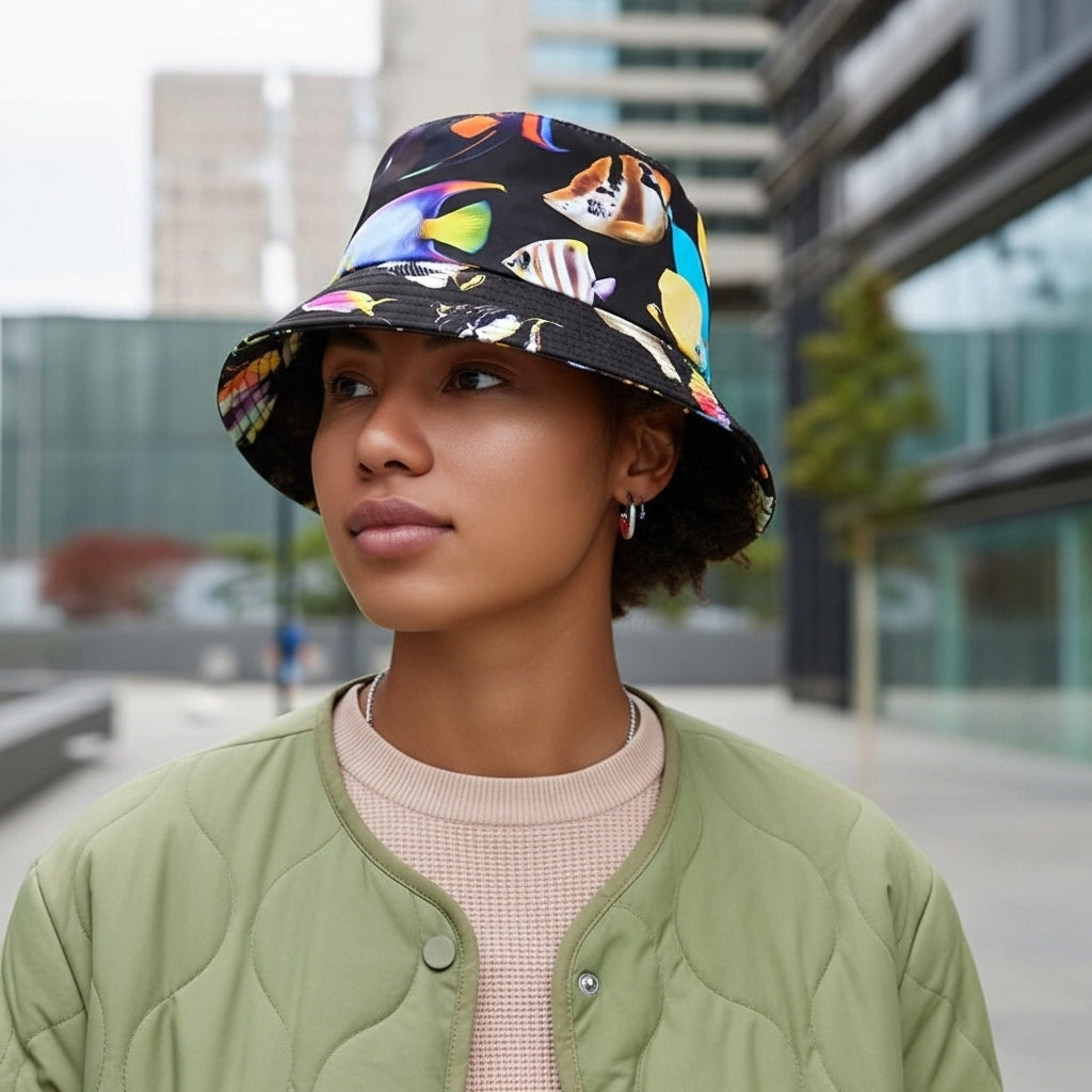 Cute Cartoon Plant Print Bucket Hats | Summer Sun Protection Caps