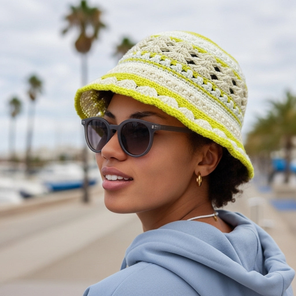 Crochet Bucket Hat - Korean Handmade Autumn Beanie
